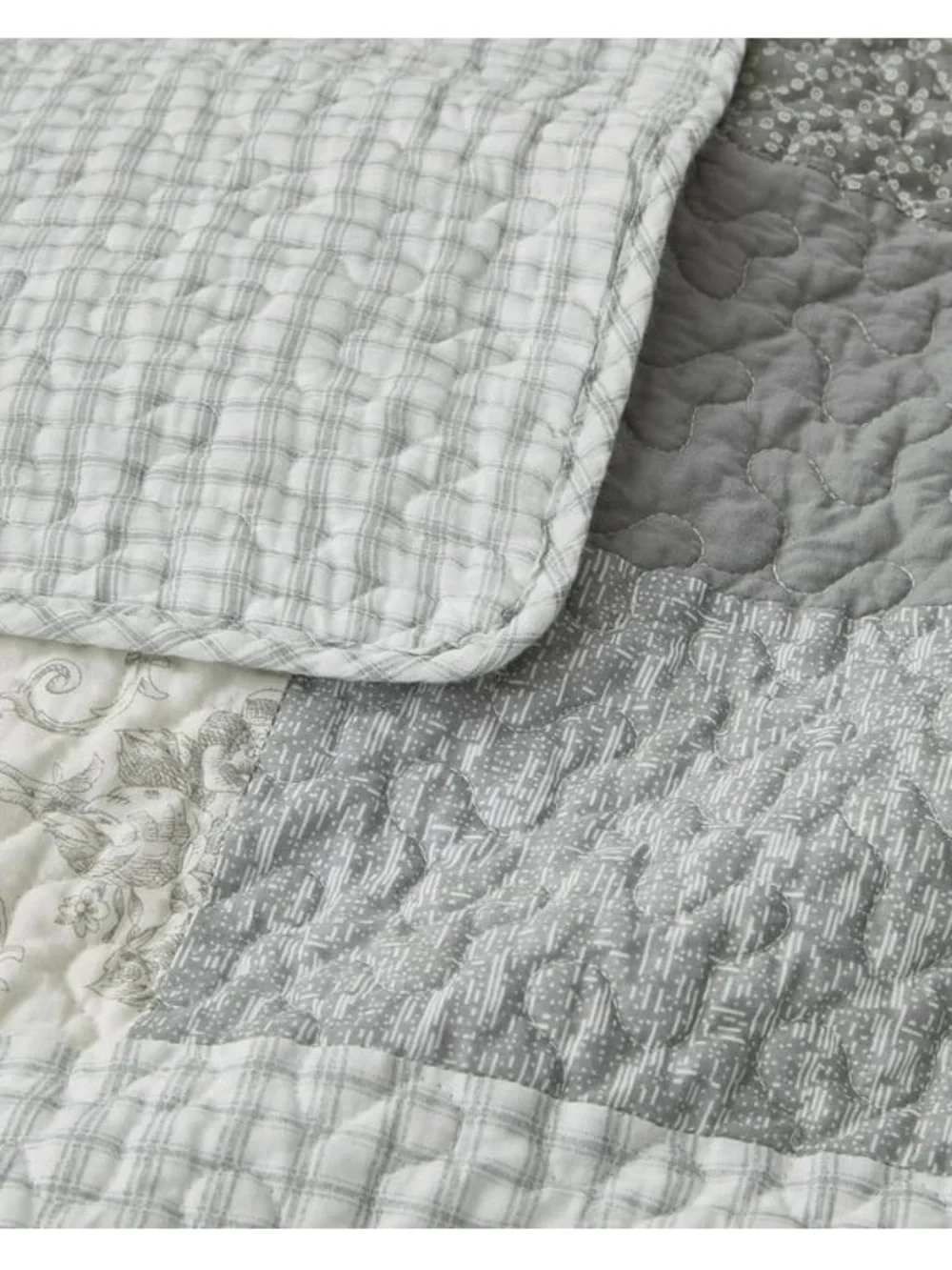 Gray and Cream Striped king 3 piece Quilted 100% cotton